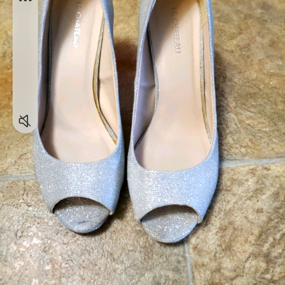 Le Chateau Silver Sparkle Heels